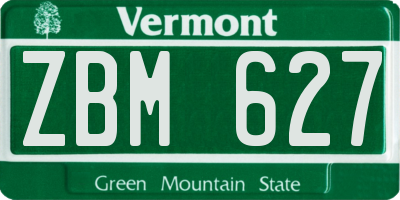 VT license plate ZBM627