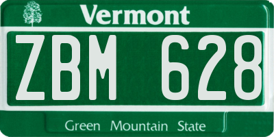 VT license plate ZBM628