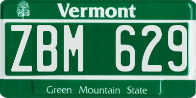 VT license plate ZBM629