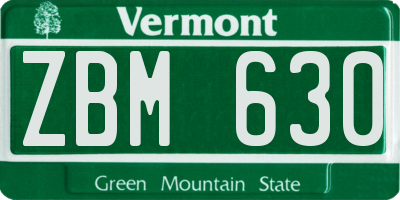 VT license plate ZBM630
