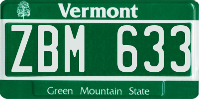 VT license plate ZBM633