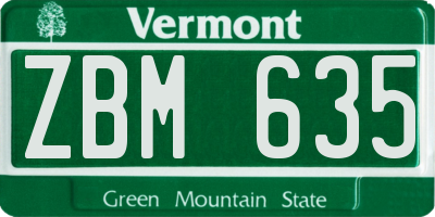 VT license plate ZBM635