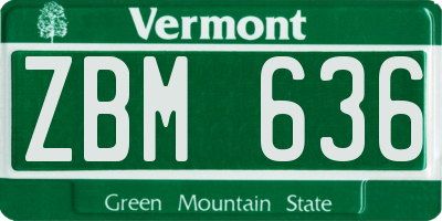 VT license plate ZBM636
