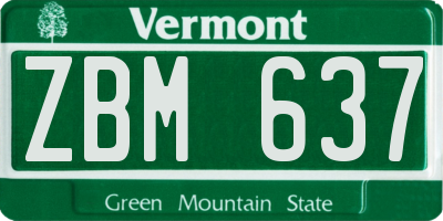 VT license plate ZBM637