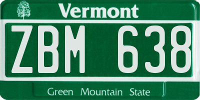 VT license plate ZBM638