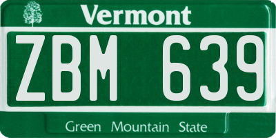 VT license plate ZBM639