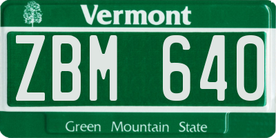 VT license plate ZBM640