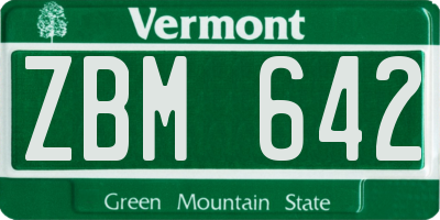 VT license plate ZBM642