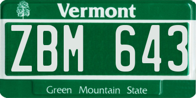 VT license plate ZBM643