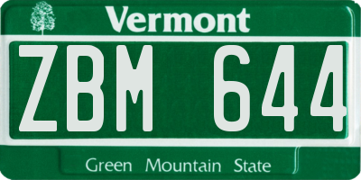 VT license plate ZBM644