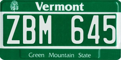 VT license plate ZBM645