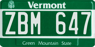 VT license plate ZBM647