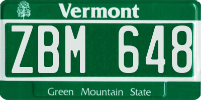 VT license plate ZBM648