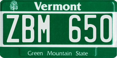 VT license plate ZBM650