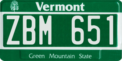 VT license plate ZBM651