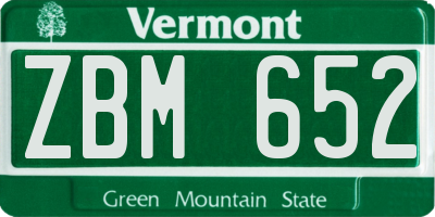 VT license plate ZBM652