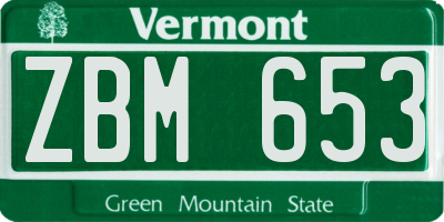 VT license plate ZBM653
