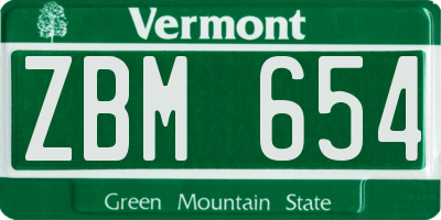 VT license plate ZBM654