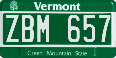 VT license plate ZBM657