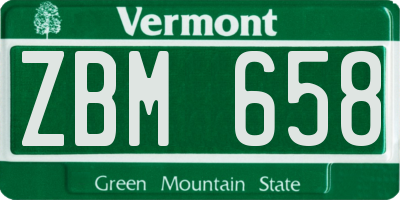 VT license plate ZBM658