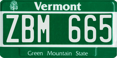 VT license plate ZBM665
