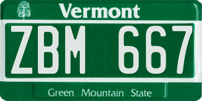 VT license plate ZBM667
