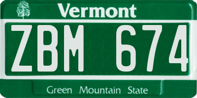 VT license plate ZBM674