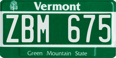 VT license plate ZBM675