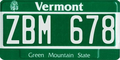 VT license plate ZBM678