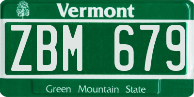 VT license plate ZBM679