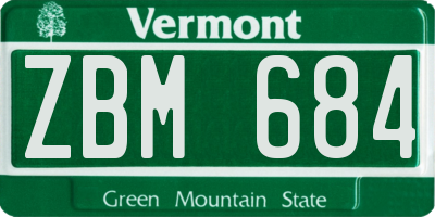 VT license plate ZBM684