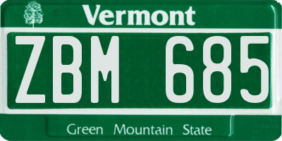 VT license plate ZBM685
