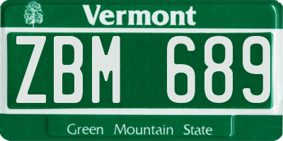 VT license plate ZBM689