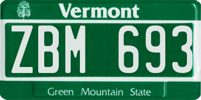 VT license plate ZBM693