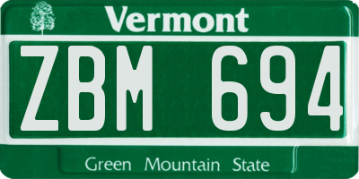 VT license plate ZBM694