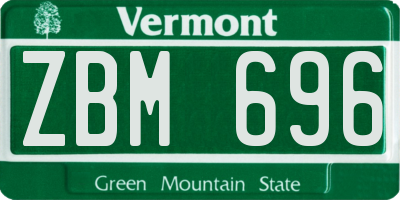 VT license plate ZBM696