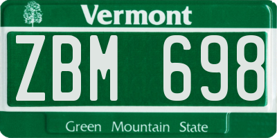 VT license plate ZBM698