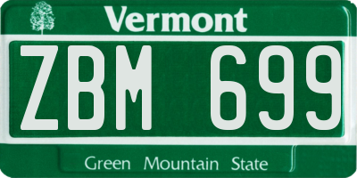VT license plate ZBM699