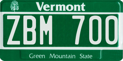 VT license plate ZBM700