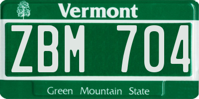 VT license plate ZBM704