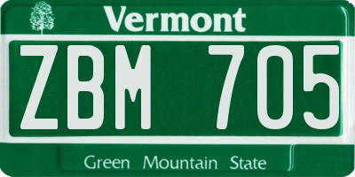 VT license plate ZBM705