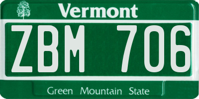 VT license plate ZBM706