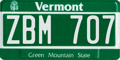 VT license plate ZBM707