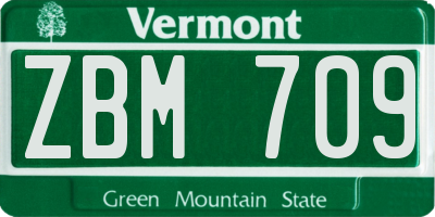 VT license plate ZBM709