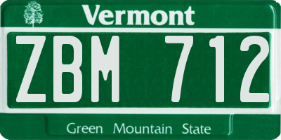 VT license plate ZBM712