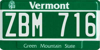 VT license plate ZBM716