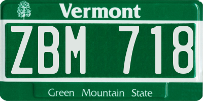 VT license plate ZBM718
