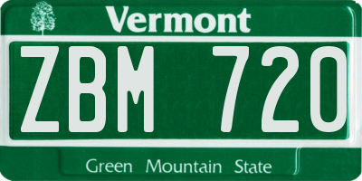 VT license plate ZBM720