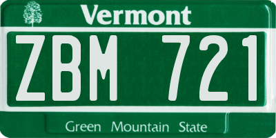 VT license plate ZBM721