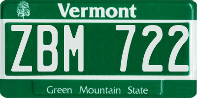 VT license plate ZBM722